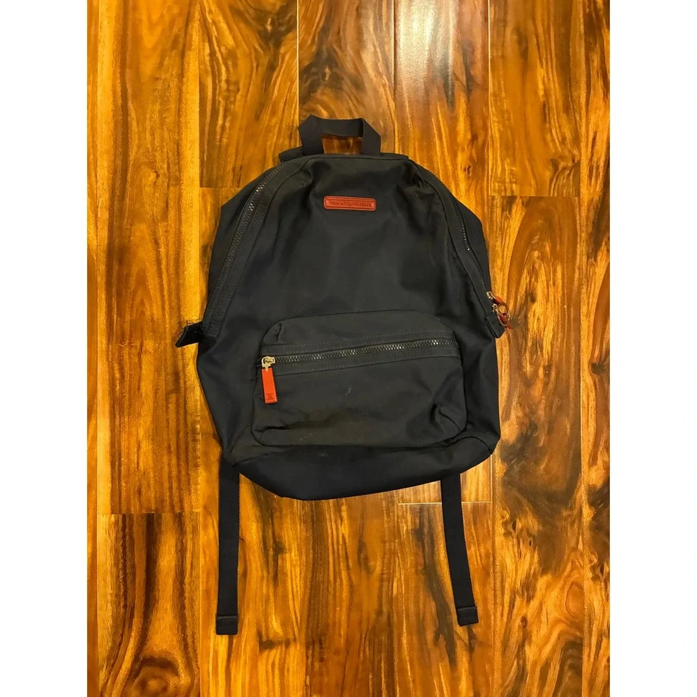 Tommy Hilfiger Navy Blue Nylon Backpack Red Logo Patch Front Zip Pocket‎ Travel